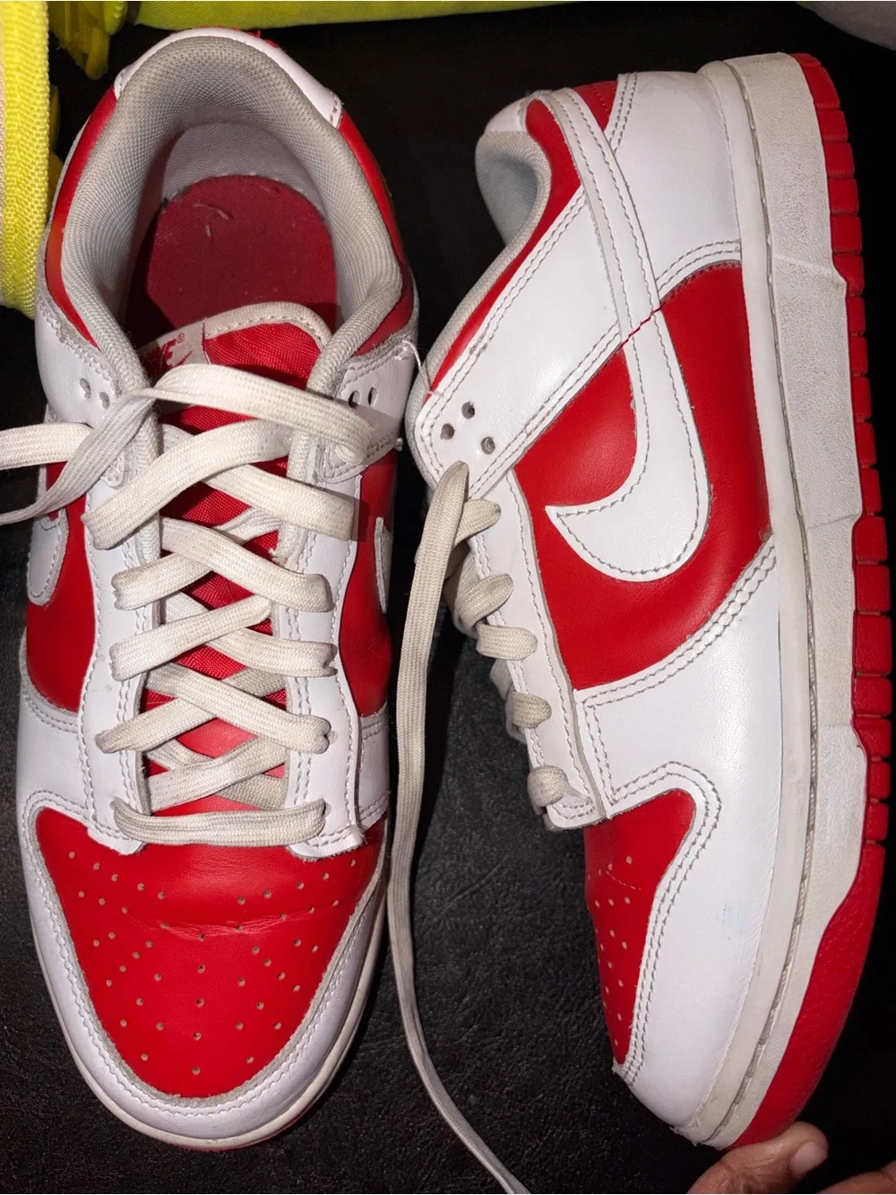 Nike White and Red Low-Top Sneakers